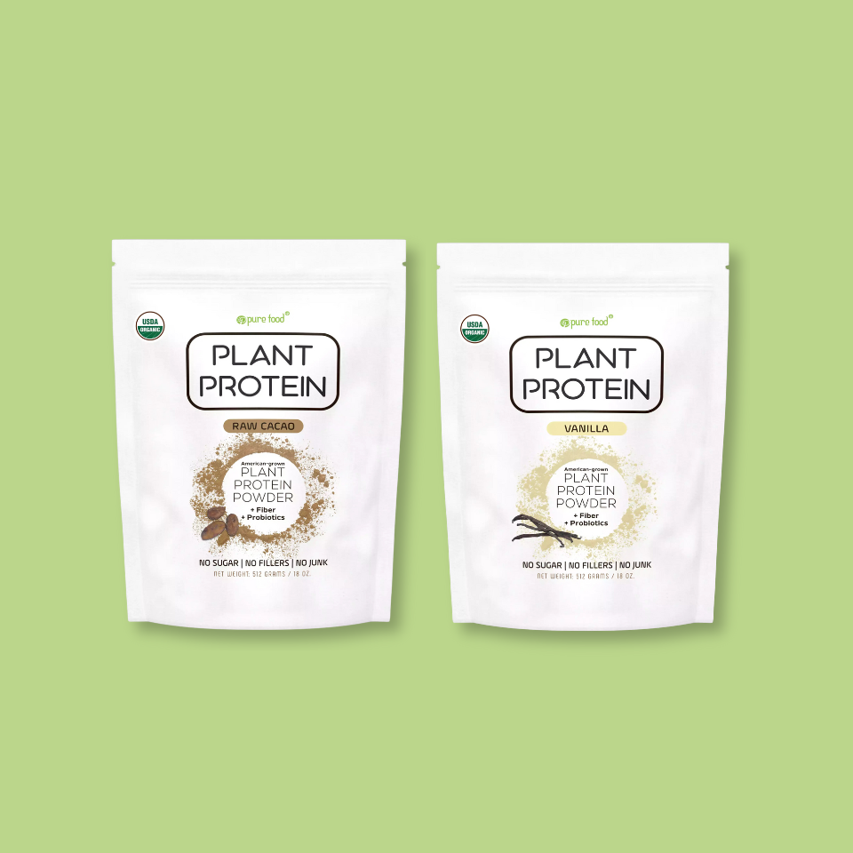 Plant Based Protein Powder Bundle Pack (1) Raw Cacao + (1) Vanilla