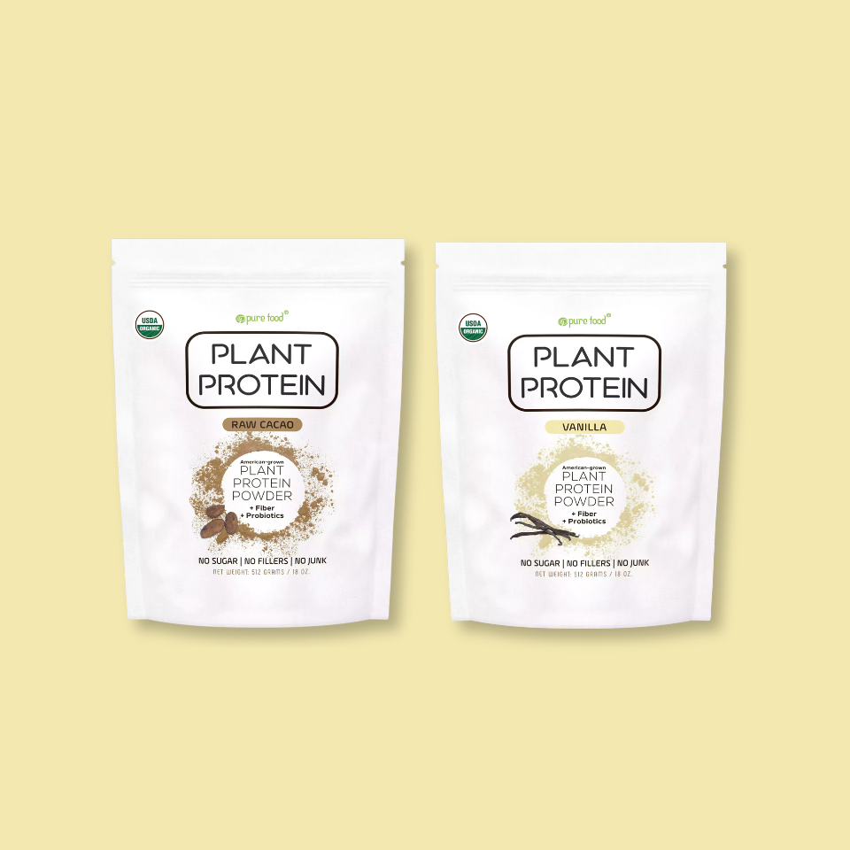 Plant Based Protein Powder Bundle Pack (1) Raw Cacao + (1) Vanilla